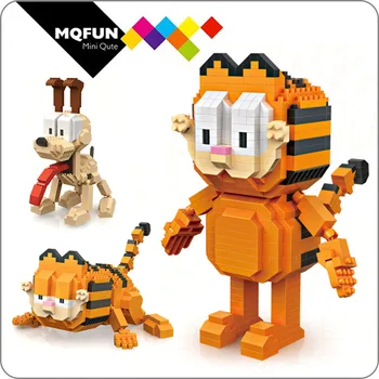 LOZ Kawaii film tegneserie kat hund dyr Futte Garfield Mini plast byggesten, action figurer, pædagogisk legetøj DIY model gave