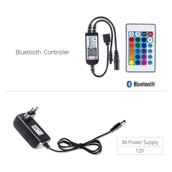 RGB RGBW Bluetooth LED Strip Light 5m 300 LEDs 12V Diode Bånd TV Væggen Baggrundslys Med Bluetooth Controller Power Adapter