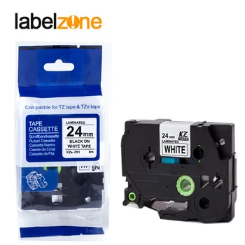 10stk 24mm Tze251 Sort på Hvid Tz-251-Kompatible Brother P-touch Label Printere Lamineret Tze Label Tape Tze-251 Tz251