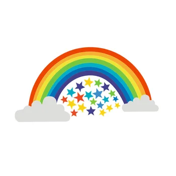 Rainbow stjerner wall sticker til børn værelser soveværelse soveværelse dekorationer r Vægmaleri Barnet børnehave stickersT200810