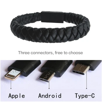 Høj kvalitet Læder USB-Kabel Armbånd Armbånd kabel Type C-Kabel Synkronisere Data Oplader Ledning til Telefonen S6 S7