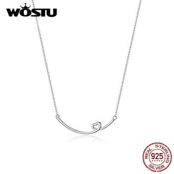 WOSTU 2020 Nye Ankomst 925 Sterling Sølv Lykke Hjerte Halskæde Lang Kæde For Kvinder bryllupsfest Smykker Gave DXN381
