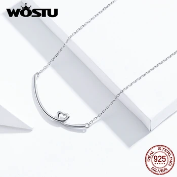 WOSTU 2020 Nye Ankomst 925 Sterling Sølv Lykke Hjerte Halskæde Lang Kæde For Kvinder bryllupsfest Smykker Gave DXN381