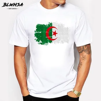 BLWHSA Kort Ærme T-Shirts til Mænd Algeriet Nation Flag Summer af Ren Bomuld Nostalgisk O-neck Tops Tees