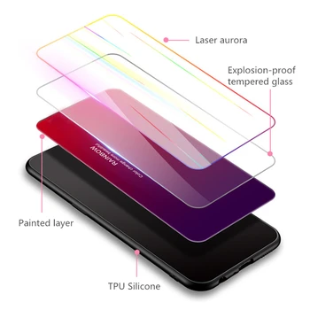 For Samsung S10 S9 S8 Plus Note 9 Xiaomi 9 Huawei Hærdet Glas Gradient Phone Case For iPhone X XS Antal XR 8 Tilbage Plus Dækning
