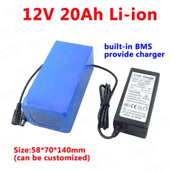 Brand batteri 12v 20ah 20000mah 12v dc bærbare batterier li-ion lithium celler pack til backup power 12 cctv kamera + 3A Oplader