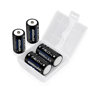 PALO 8stk Type C-Batteri Genopladeligt C Størrelse Batteri 1,2 V Nimh-4000mah + LCD-Smart Batteri Oplader til 1,2 V AA, AAA, C, D Batteri