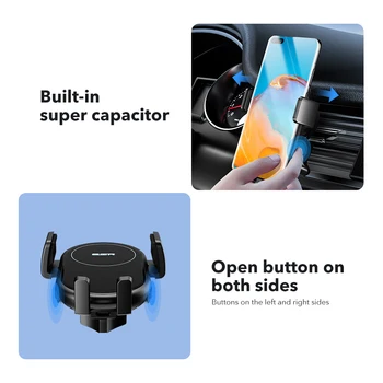 ESR Bil-Anvendte Trådløse Oplader 15W Qi Hurtig Oplader Type-C-Porten Stå Tesla Car Mount til Universal iPhone Samsung Holder Oplader