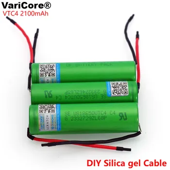 3pcs VariCore Nye Oprindelige 3,6 V 18650 US18650VTC4 2100mAh VTC4 20A 30A Genopladelige batteri aflade + DIY Silica gel kabel