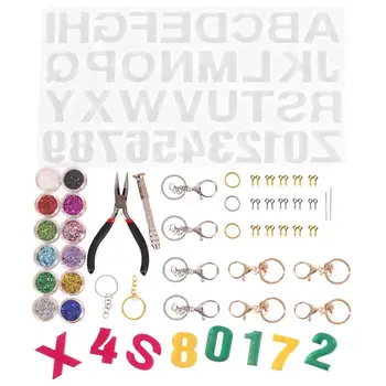 116Pcs smykkefremstilling Værktøjer Kit Antal Brev Harpiks, Silikone Formen karabinlås nøgleringe Twist Bore Skrue Eye Pin-Nøglering Sæt