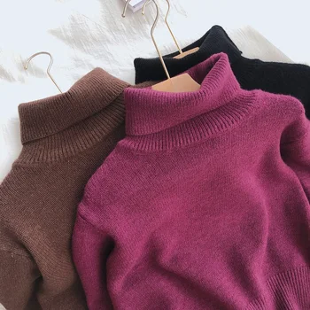 Efteråret Varm rullekrave sweatere 2020 sweater kvindelige vinter koreanske Cashmere Jumper strikket bunde kvinders løs tykke Trøjer