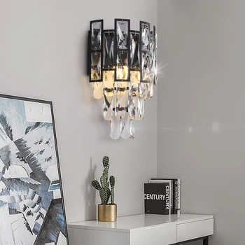 Dansk krystal væglampe sort metal design indendørs dekorationer led sconce sengelamper badeværelse spejl lys