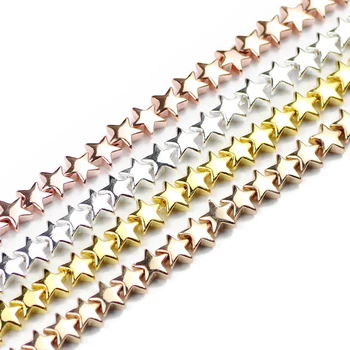 Rose Guld Sølv Hæmatit natursten 8mm femtakket Stjerne charm Løs Spacer Perler Til Smykker at Gøre Diy armbånd halskæde