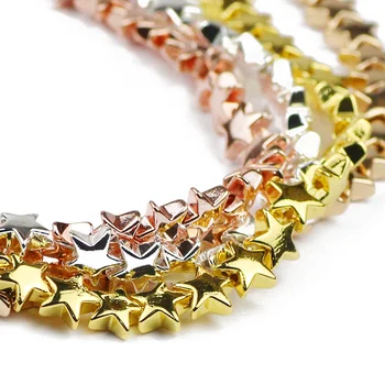 Rose Guld Sølv Hæmatit natursten 8mm femtakket Stjerne charm Løs Spacer Perler Til Smykker at Gøre Diy armbånd halskæde