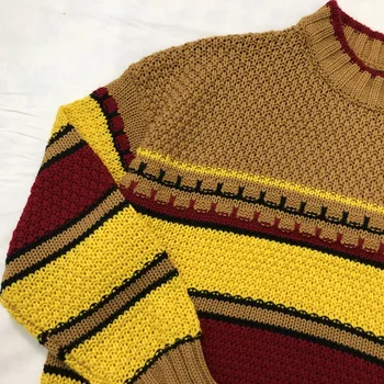 2020 Efterår og Vinter Kvinder Vintage Trøje O-Neck Pullover, Strikket Langærmet Løs Stribet Sweater Casual Tøj koreansk stil
