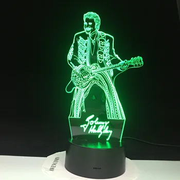 Johnny Hallyday Guitar Boligindretning Lyse Base Remote Touch Farve Skiftende Soveværelse Nightlight Ferie Gave Dropshipping