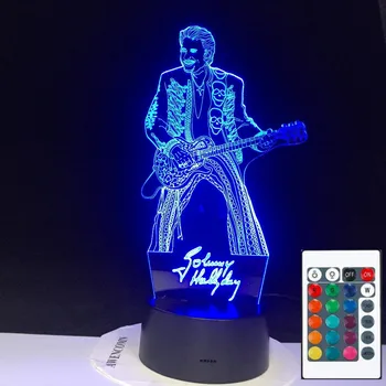 Johnny Hallyday Guitar Boligindretning Lyse Base Remote Touch Farve Skiftende Soveværelse Nightlight Ferie Gave Dropshipping