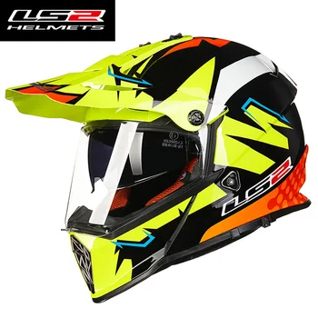 LS2 MX436 Pioneer Motocross-Hjelm Off-road Cascos Motos Mand Motorcykel Hjelme Kors Med Dobbelt Dobbelt Linse capacete ls2 Helemt