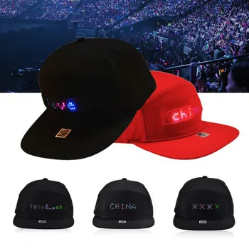 LED-Skærm Cap Smartphone App Kontrolleret Glød DIY Rediger Tekst Hat Baseball Cap Kvinder, Mænd, Særlig Cap Par Nye Hat