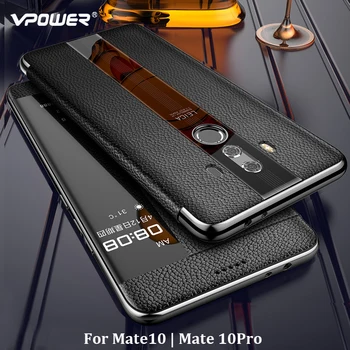 For Huawei Mate 10 Pro 9 pro Ægte læderetui beskyttelse windows Phone udsigt sandt flip læder taske cover til huawei mate 10