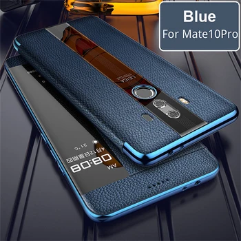 For Huawei Mate 10 Pro 9 pro Ægte læderetui beskyttelse windows Phone udsigt sandt flip læder taske cover til huawei mate 10