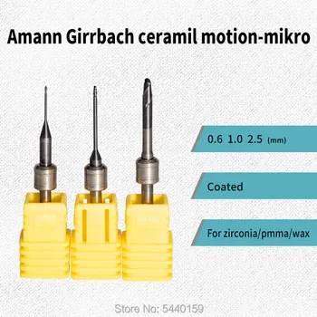 3 stykker Amann Girrbach værktøjer til fræsning 0.3/ - 0,6 mm/1,0 mm/2,5 mm Skaft 3mm dentale burs