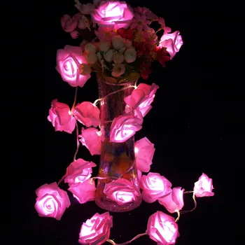 Mode Ferie Belysning 20 x LED Nyhed Rose Flower Fairy, String Lys Bryllup Garden Party Christmas Tree Dekoration