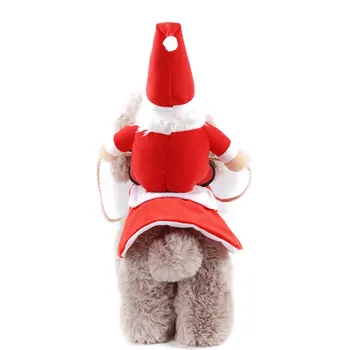 Nyhed Dog Santa Kostume Vest Rød Pet Jul Riding Kjole Varm Beklædning Part Dressing Op Cosplay Tøj Sjovt Tøj Hot