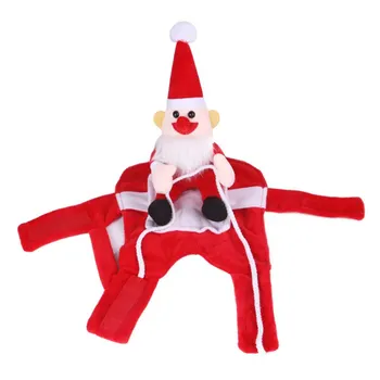Nyhed Dog Santa Kostume Vest Rød Pet Jul Riding Kjole Varm Beklædning Part Dressing Op Cosplay Tøj Sjovt Tøj Hot