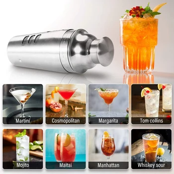 Cocktail Sæt Cocktail Sæt med Boston Cocktail Shaker Rotation Opskrift Guide Bar Bartender Tool Kit Indbygget Filter & Mig