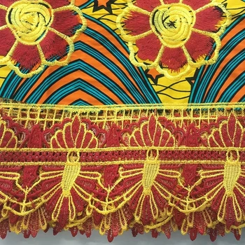 H&Q nyeste voks afrikansk stof med batik lace 6 m/stykke broderi nigerianske lace snørebånd vandopløselige bomuld