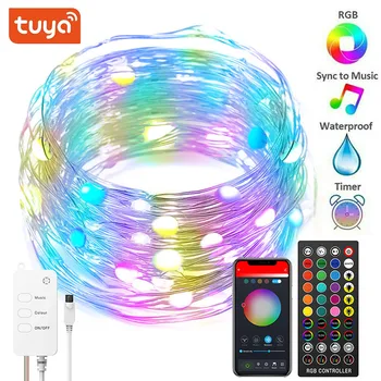 Tuya 10M LED String Lys kobbertråd Fe Lys Krans RGB USB-WIFI Bluetooth Fjernbetjening Smart Home Jul Indretning