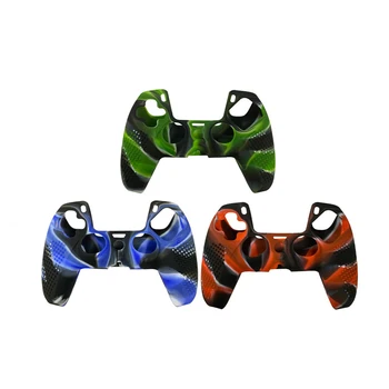 For PS5 Gamepad Controller Camouflage Silikone Cover PS5 Håndtere Camouflage Gummi Cover Med Anti-skid Partikler I Tre Farver