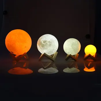 Magiske 3D Printet Moon Lamp Nat Lys 2Color Ændre Touch Sensor Genopladelige Moonlight Luminaria Luna Lampe Valentines Gift35