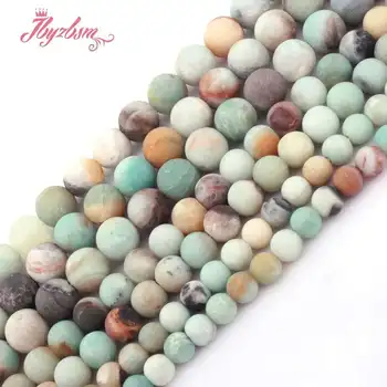 8,10,12 mm Frost Runde, Multicolor Amazonit Perler (2,5 mm Hul) Naturlige Sten Perler Til Halskæde Smykker at Gøre 15