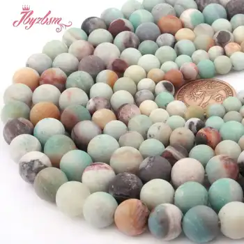 8,10,12 mm Frost Runde, Multicolor Amazonit Perler (2,5 mm Hul) Naturlige Sten Perler Til Halskæde Smykker at Gøre 15