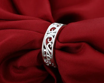 Mode udsøgt udskårne mønster ring. Massiv 925 sterling sølv hule flower ring charme kvinde sølv smykker, Julegave