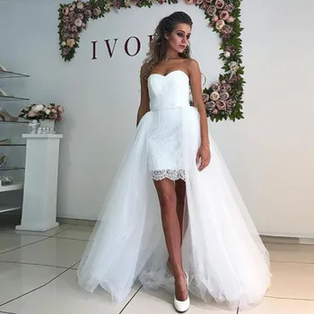 Tilpassede aftagelig nederdel kort brudekjole 2020 kæreste brudekjole