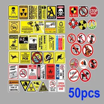 50stk advarsel tema pvc Bil Mærkat Motorcykel, Cykel, Bagage Decal Graffiti Patches Skateboard Klistermærker til Laptop Stickers