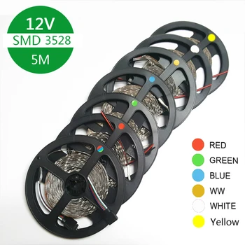 300 LED Strip Light 5m 60LEDs/m SMD 3528 Gul Varm Hvid Rød Grøn Blå LED Strip-12V Vandtæt Fleksibel Tape Lys Strimler