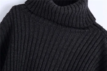 Elegante Kvinder Solid Sort Kort Sweater 2020 Kontor Damer Rullekrave Strik Pullover Sexede Kvindelige Kausale Løs Trøjer