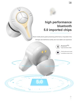 9D Stereo TWS Trådløse øretelefoner Power Digital Display, Bluetooth 5.0 HIFI Headset In-ear Sports Kører Øretelefon til iOS&Android