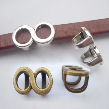 10stk Antik Sølv Farve/Bronze Infinity Lakrids Skydere For 10x6mm Læder Armbånd Resultater