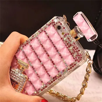 Bling Diamond Parfume Flaske DIY Rhinestone Telefon Tilfældet med Kæde til iPhone 7 8plus X Xr 11 11Pro 12 12 Pro Samsung S10 Note 20