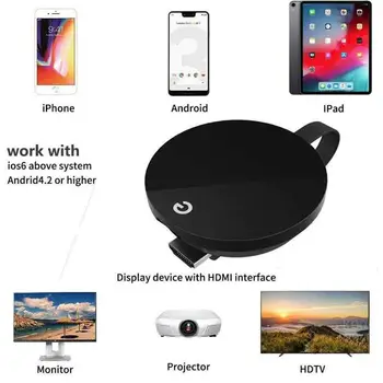 5G Wireless Wifi HDMI Display Modtager TV Stick 4K for Chromecast 3 Miracast Airplay, DLNA-Dongle Anycast til Google Startside Chrome