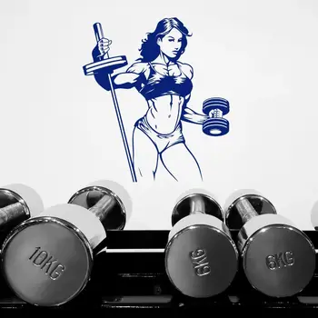 Træning Sexet Muskel Kvinde Vægoverføringsbillede Fitnesscenter Mærkat Hjem Og Fitnesscenter Dekoration Flytbare A003319