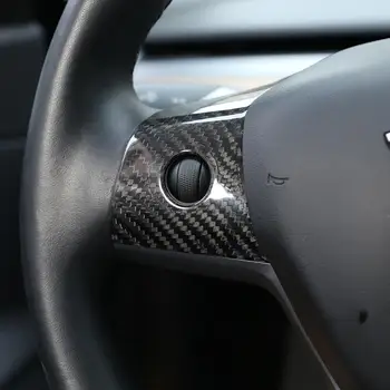For Tesla Model 3 Model Y 2017-2019 Ægte Carbon Fiber Lyse/Mat Rattet knappen på Panelet Dække Klistermærker til Bil Tilbehør