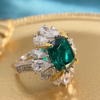 PANSYSEN Top Kvalitet, Fine Smykker 10x11MM Smaragd Diamant Ring i Ren 925 Sterling Sølv års Jubilæum Gave Ringe til Kvinder