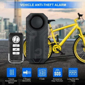 Bicycle Cykel Anti-Tabte Minde IP55 Vandtæt Sikkerhed Alarm System SOS 113dB Stemme Alarm Fjernbetjening Advarsel Alarm Sensor
