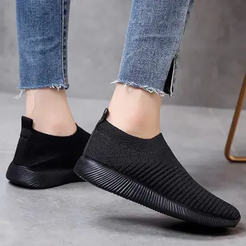 Sneakers kvinder sko 2019 solid åndbar mesh slip-on damer sko kvinder sneakers casual sko kvinde shoes de mujer